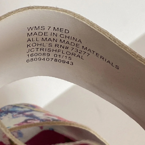 Juicy Couture Trish Floral Heeled Wedge Open Toe Slingback Sandals Size 7 - Picture 6 of 8